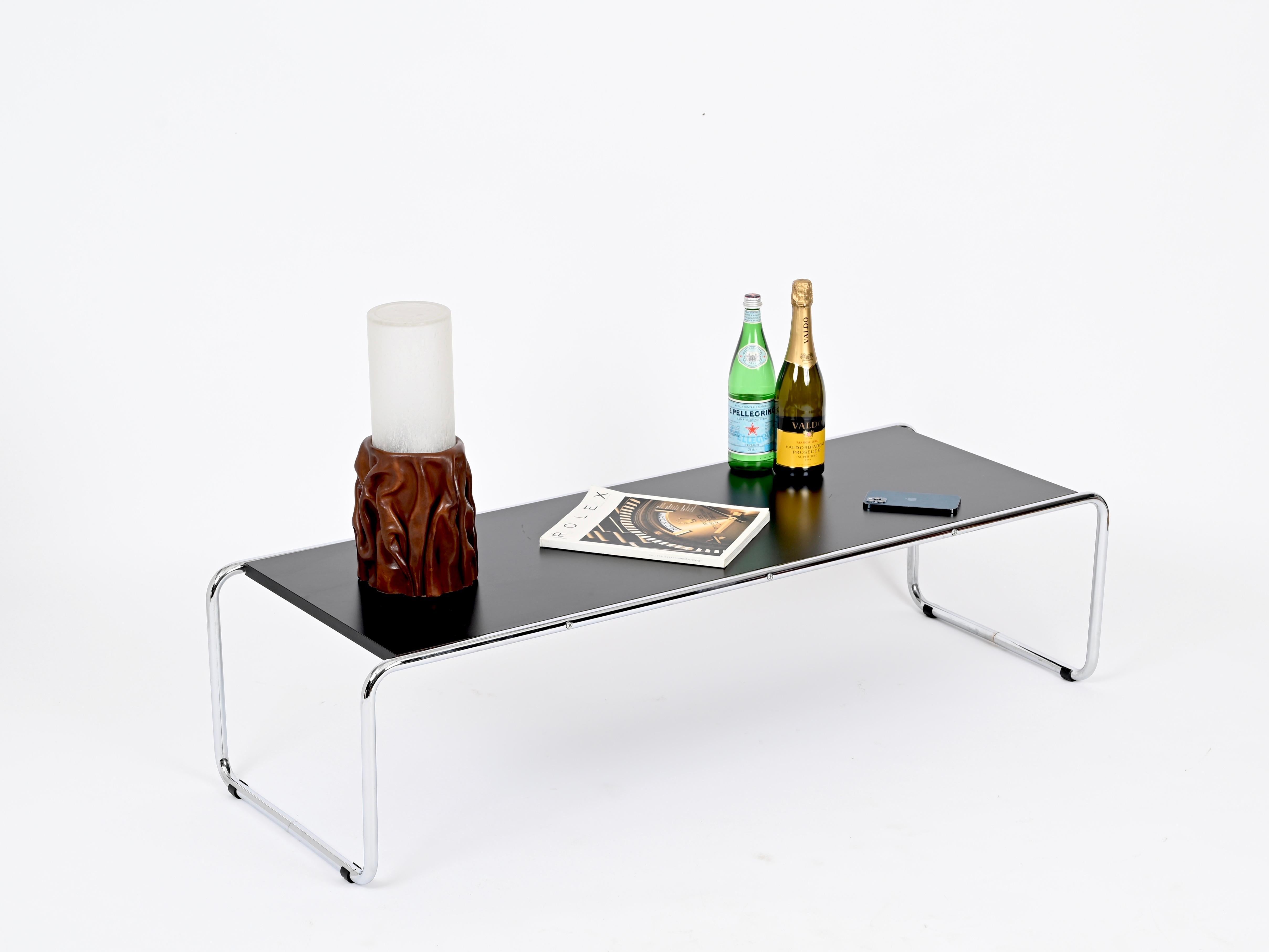 Bauhaus Black Laccio Coffee Table by Marcel Breuer for Gavina, Italy 1960s For Sale 3