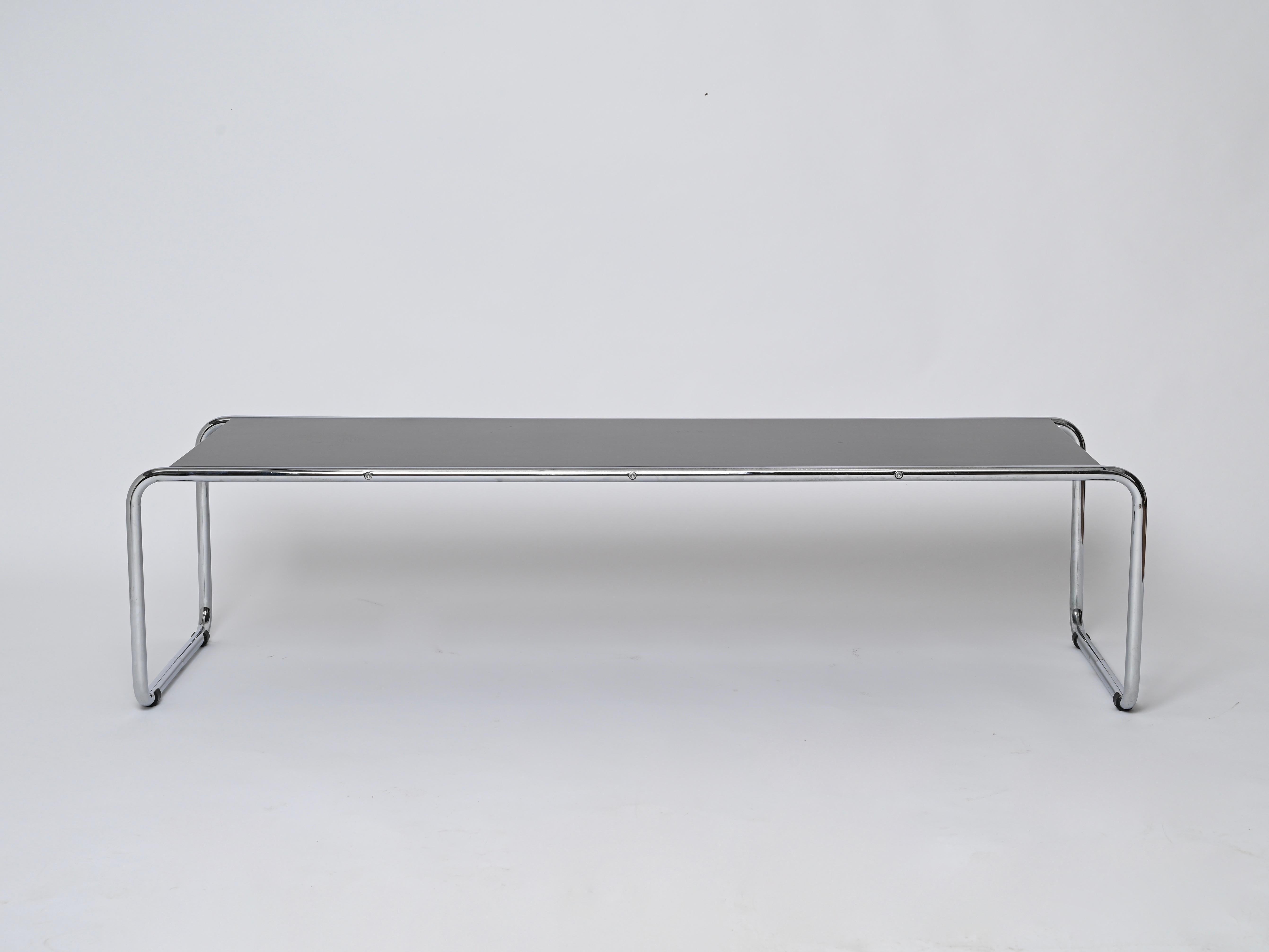 Bauhaus Black Laccio Coffee Table by Marcel Breuer for Gavina, Italy 1960s For Sale 5