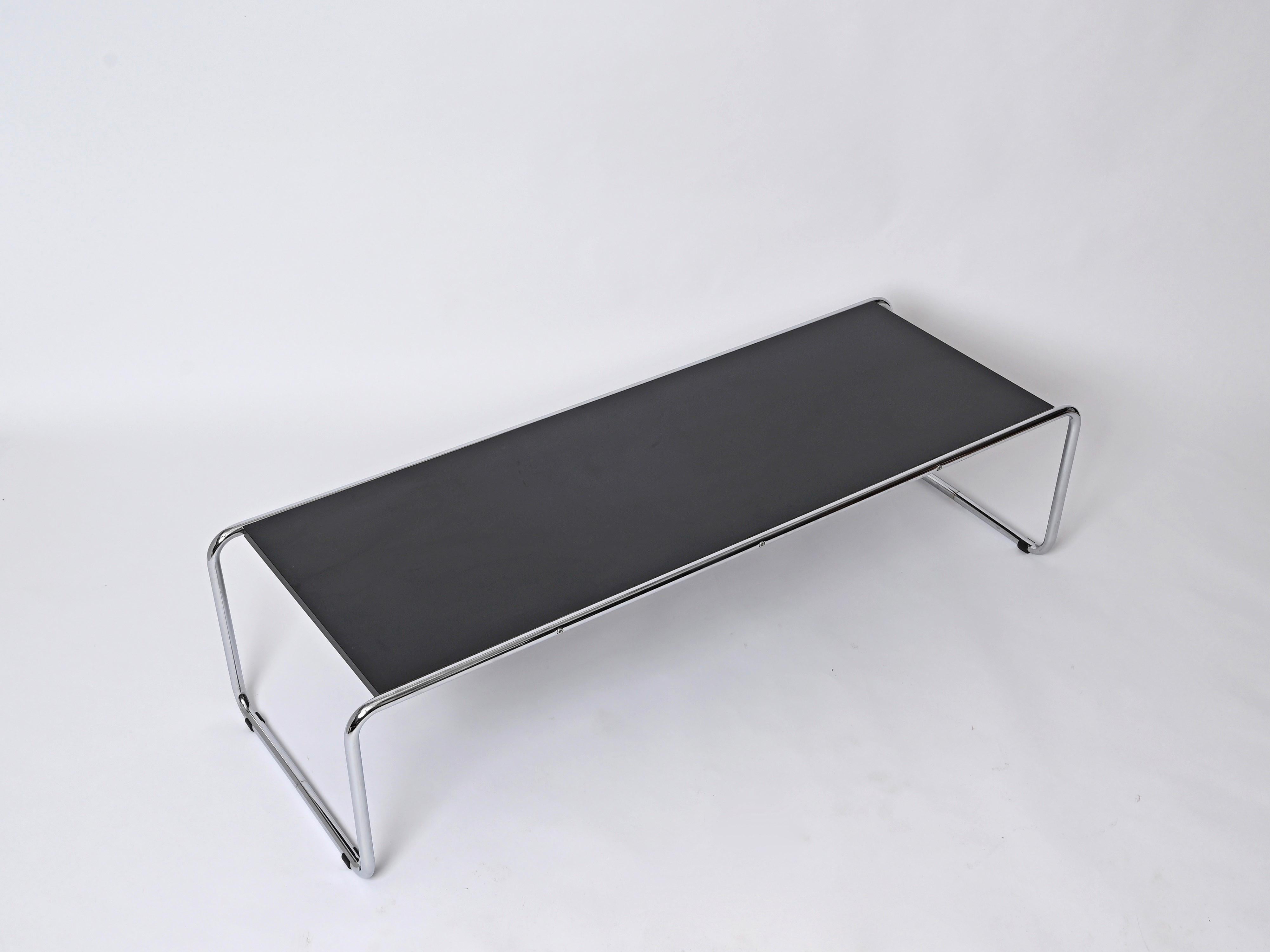Bauhaus Black Laccio Coffee Table by Marcel Breuer for Gavina, Italy 1960s For Sale 7