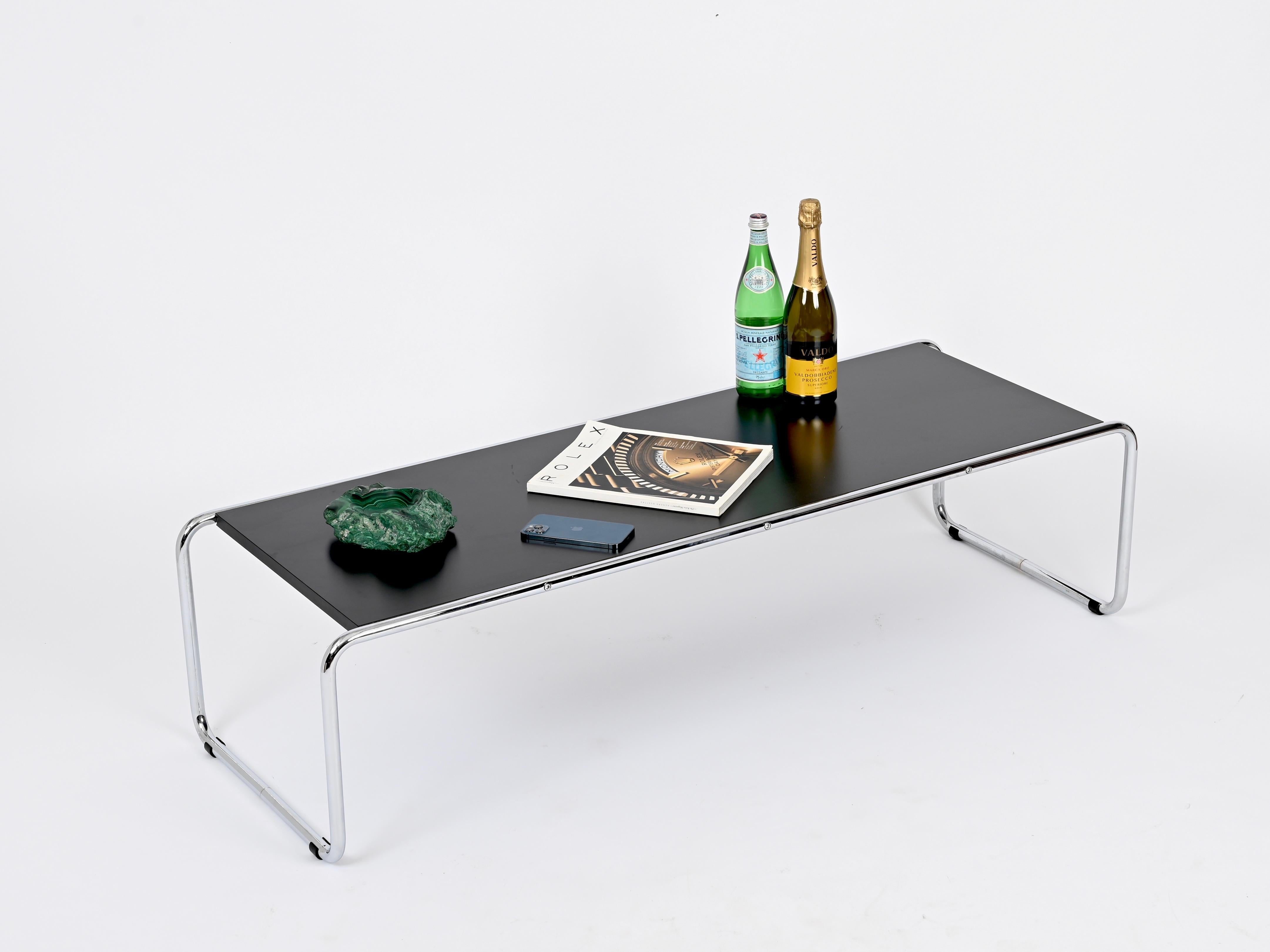 Bauhaus Black Laccio Coffee Table by Marcel Breuer for Gavina, Italy 1960s For Sale 8