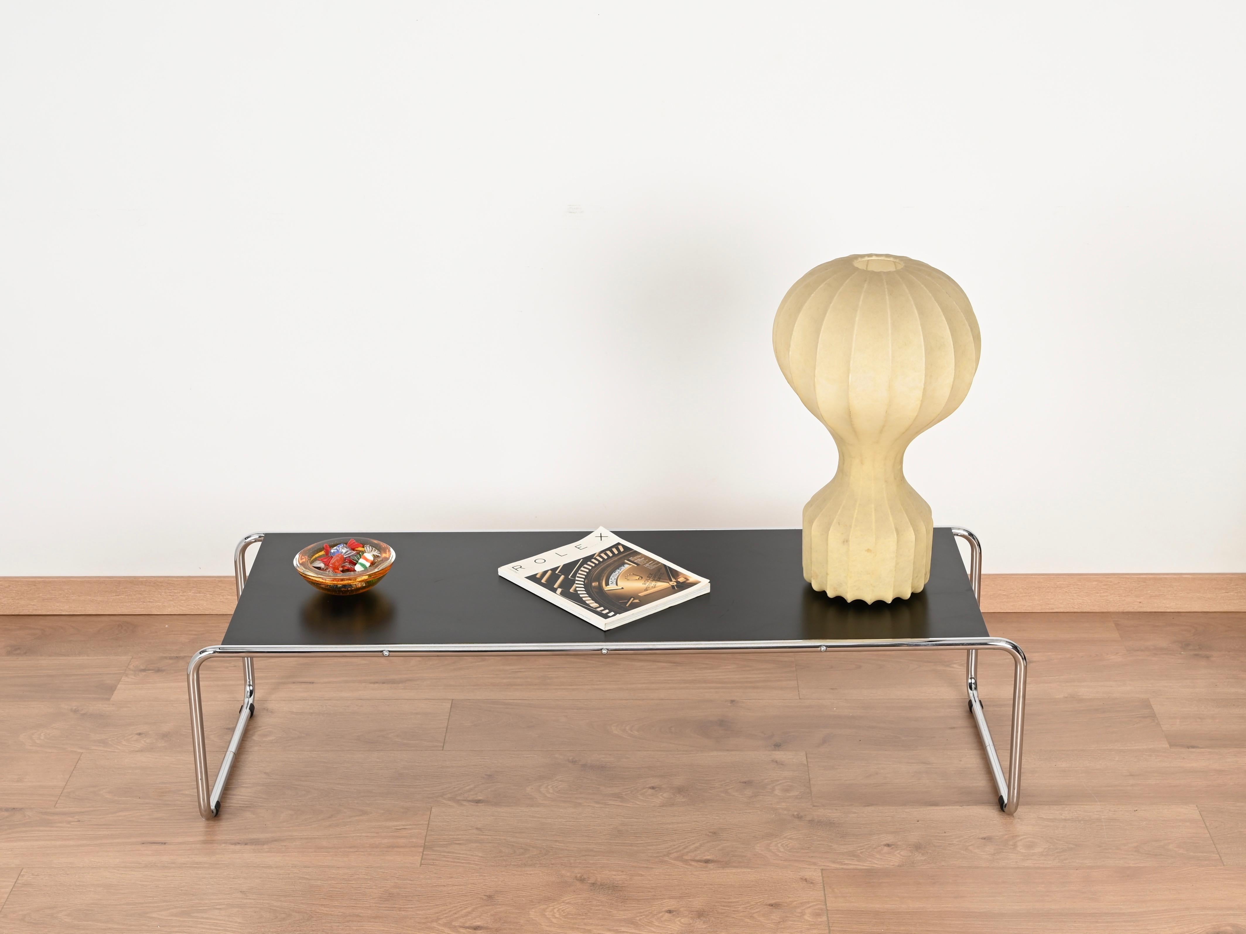 Metal Bauhaus Black Laccio Coffee Table by Marcel Breuer for Gavina, Italy 1960s For Sale