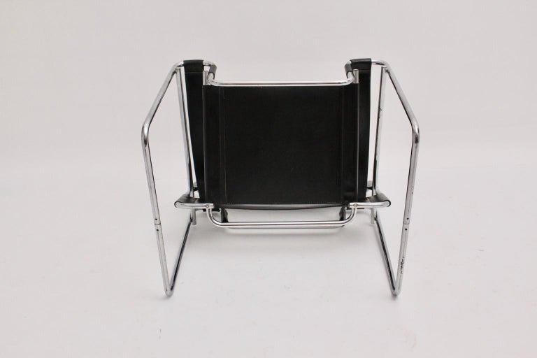 Bauhaus Black Leather Vintage Lounge Chair Wassily by Marcel Breuer Germany For Sale 6