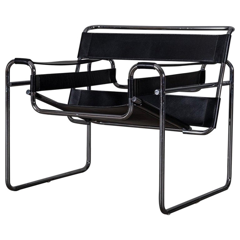 Bauhaus Black Leather Wassily Chair by Marcel Breuer, 1960s For Sale at  1stDibs