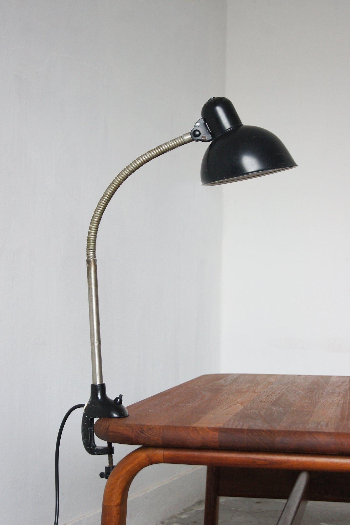 German Bauhaus Black Table Lamp by Christian Dell for Kaiser Leuchten, 1950s For Sale