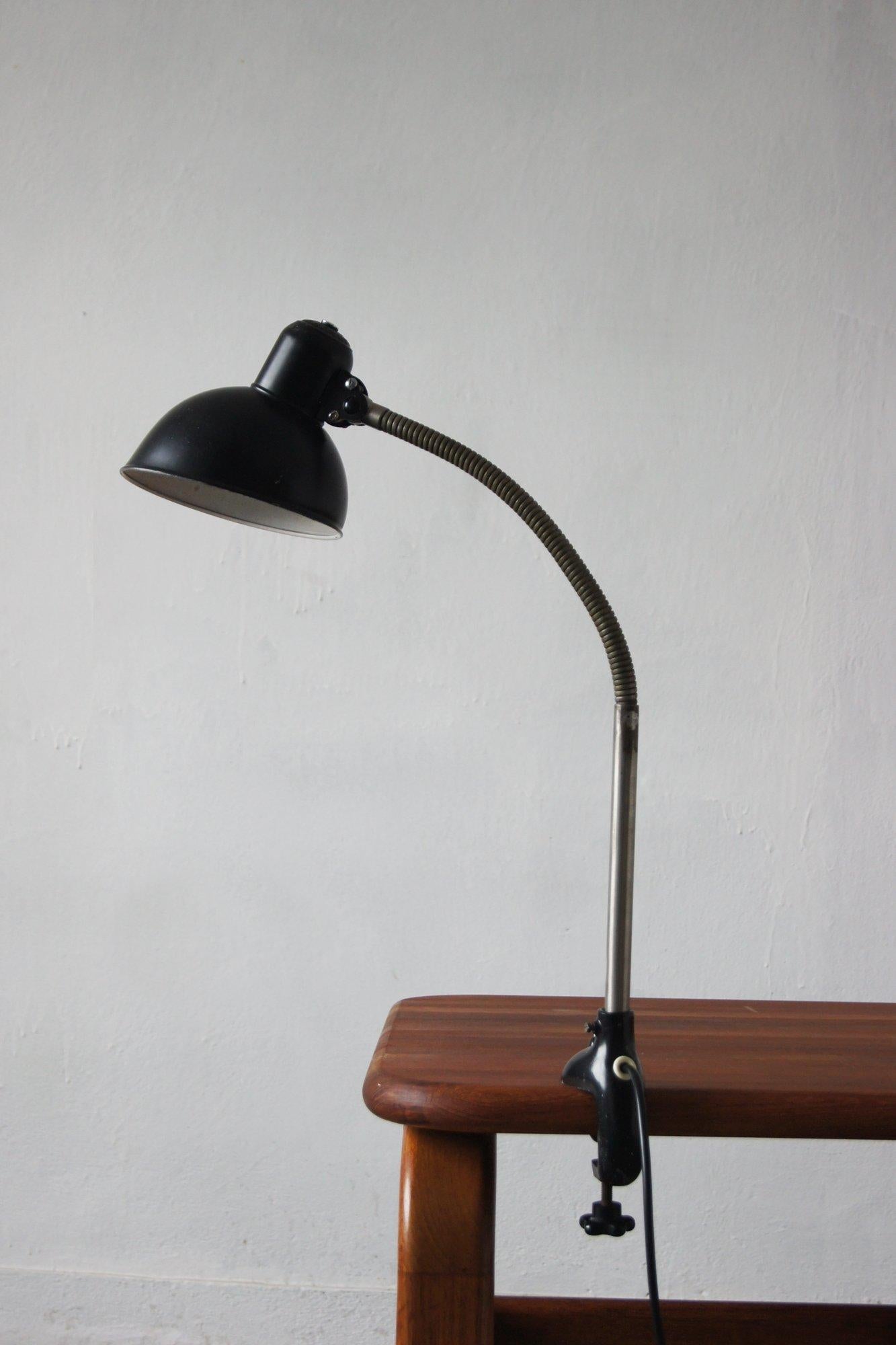 Bauhaus Black Table Lamp by Christian Dell for Kaiser Leuchten, 1950s In Good Condition For Sale In KUTNO, PL