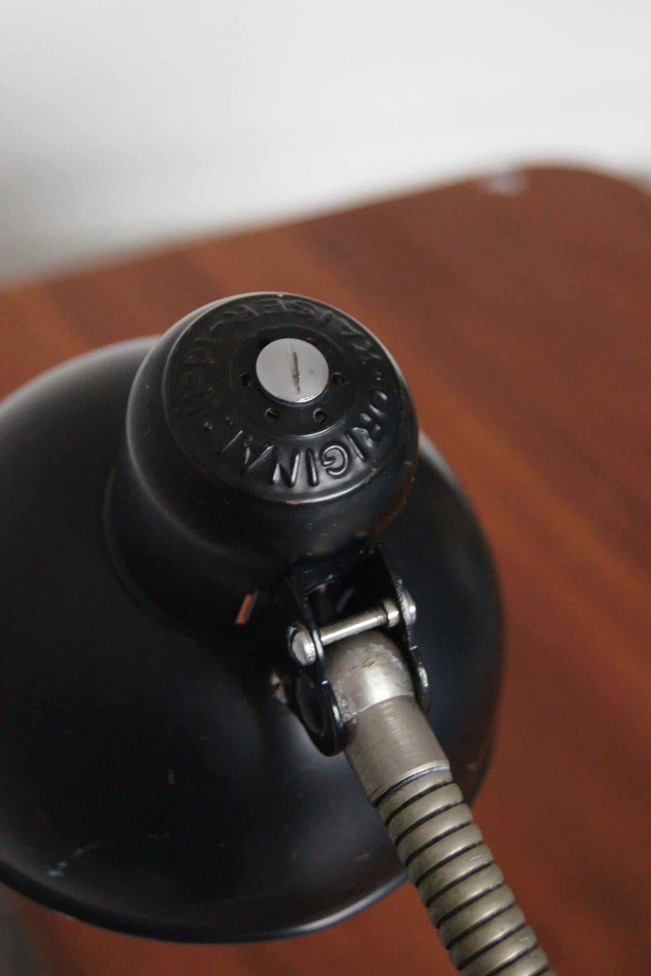 Metal Bauhaus Black Table Lamp by Christian Dell for Kaiser Leuchten, 1950s For Sale