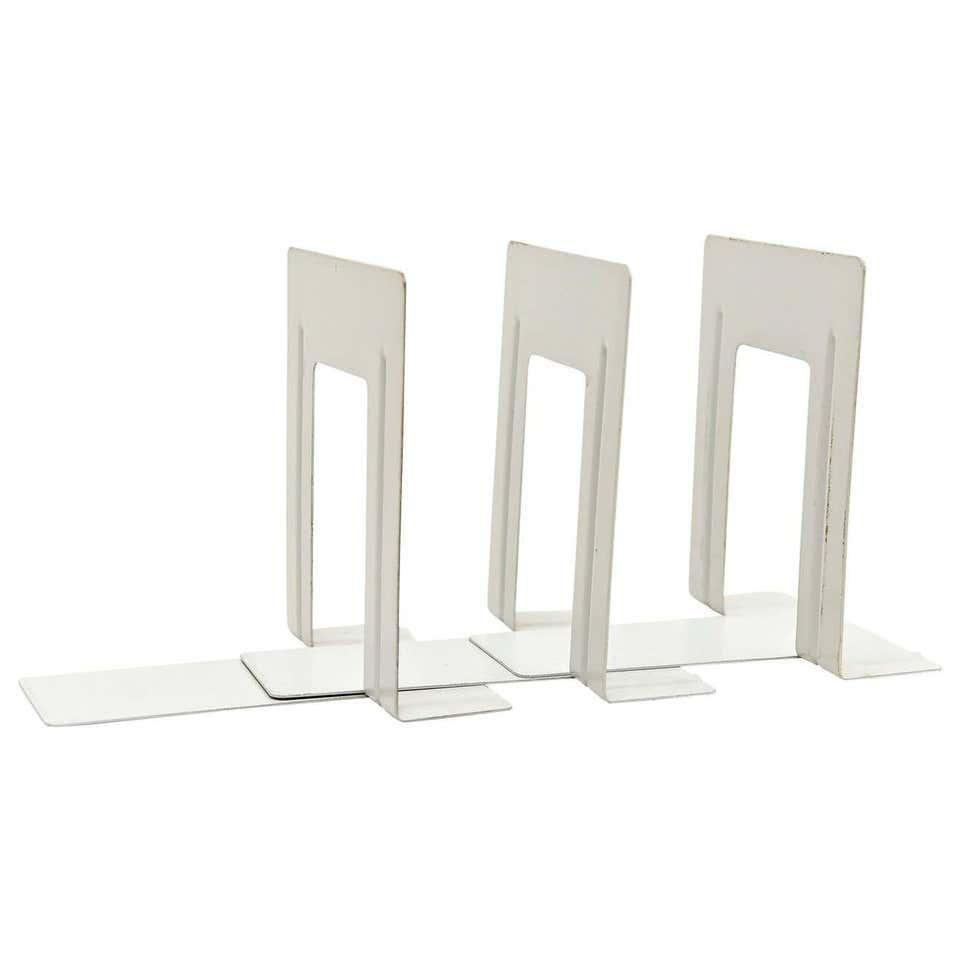 German Bauhaus Book Holders in Grey Lacquered Metal For Sale