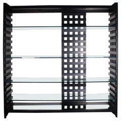 Estantería Bauhaus, madera y cristal