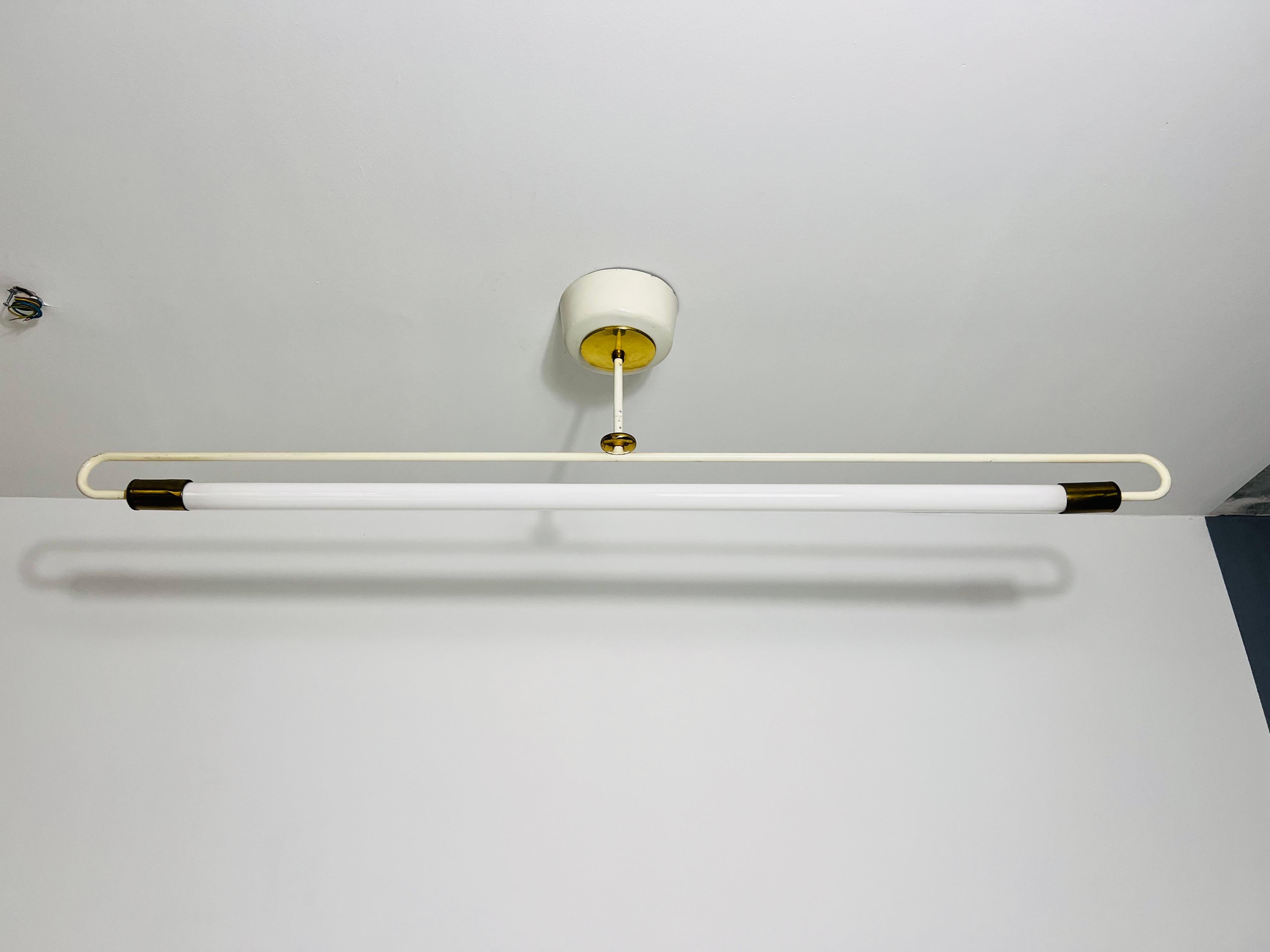 Mid-20th Century Bauhaus Brass Ceiling Lamp by Kaiser & Co, 1950s, Germany For Sale