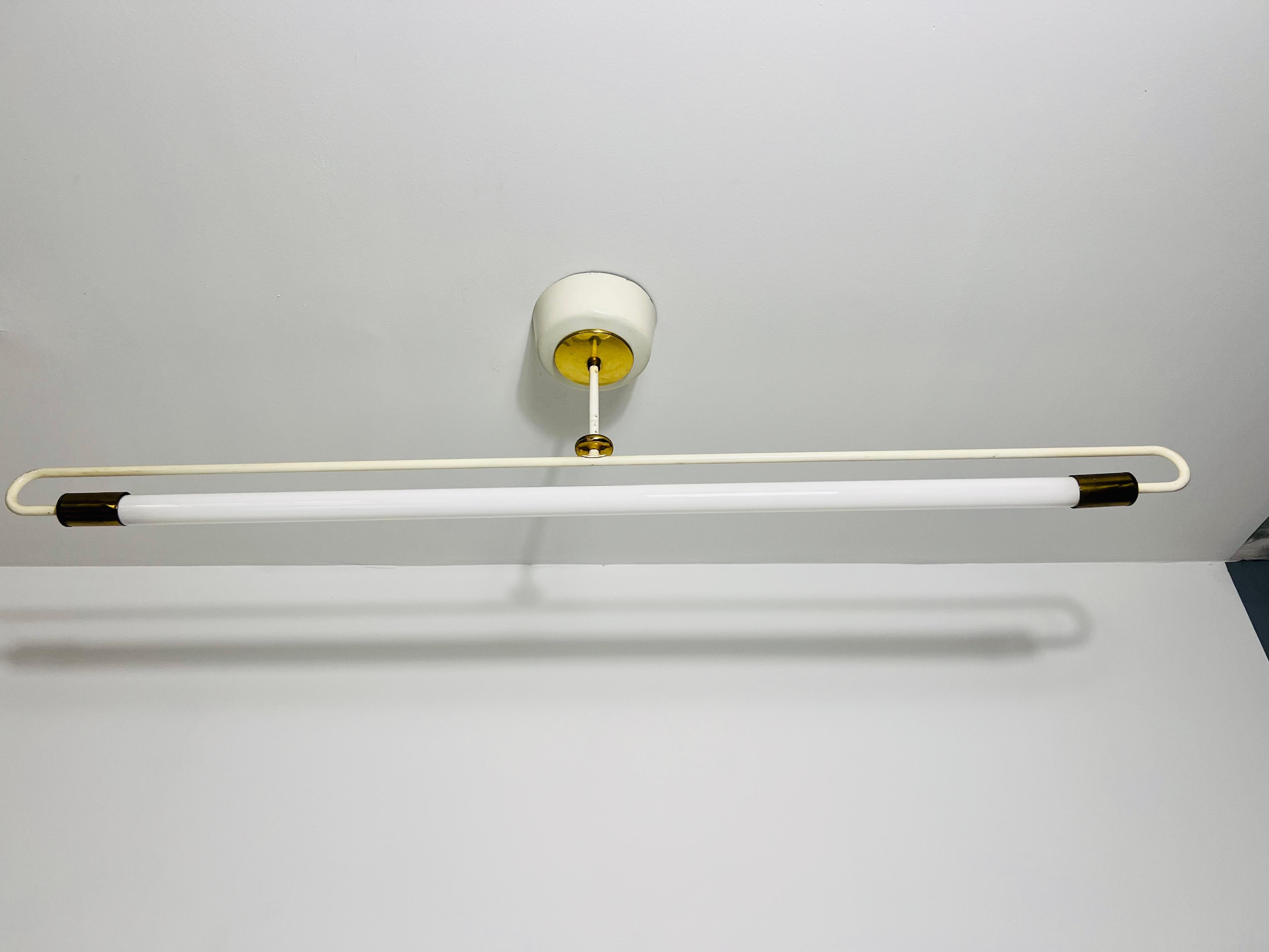 Bauhaus Brass Ceiling Lamp by Kaiser & Co, 1950s, Germany For Sale 1