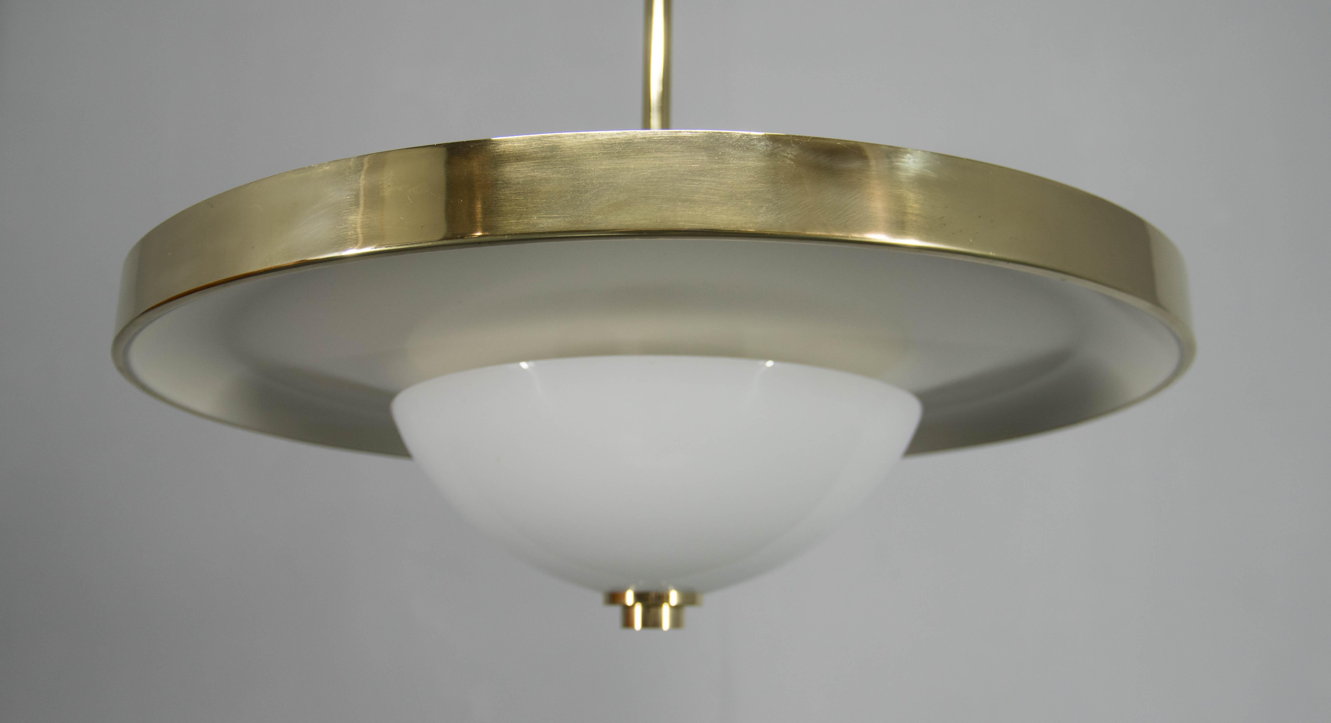 Czech Bauhaus Brass Chandelier by Franta Anyz, 1930, Restored For Sale
