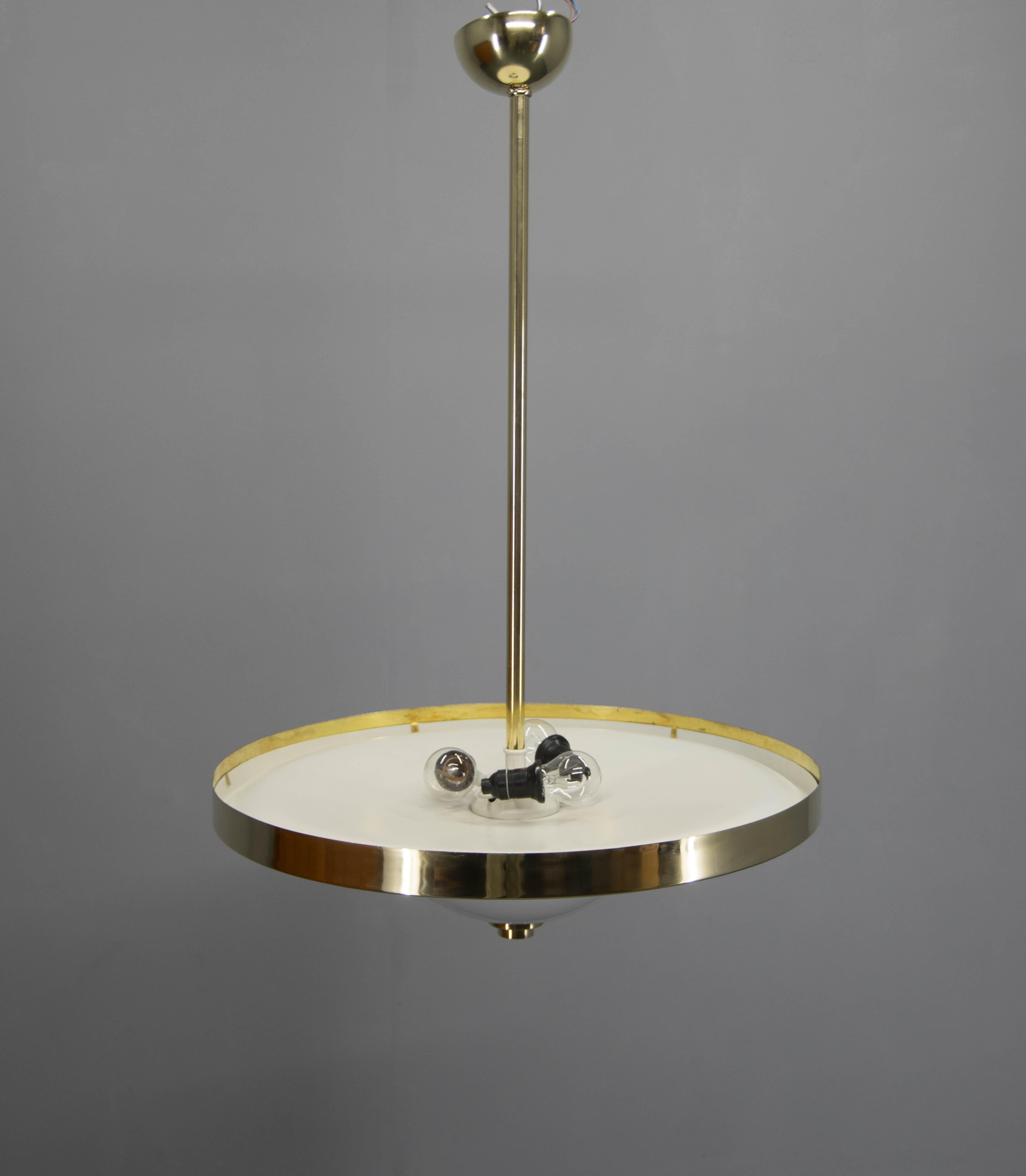 Bauhaus Brass Chandelier by Franta Anyz, 1930, Restored For Sale 2