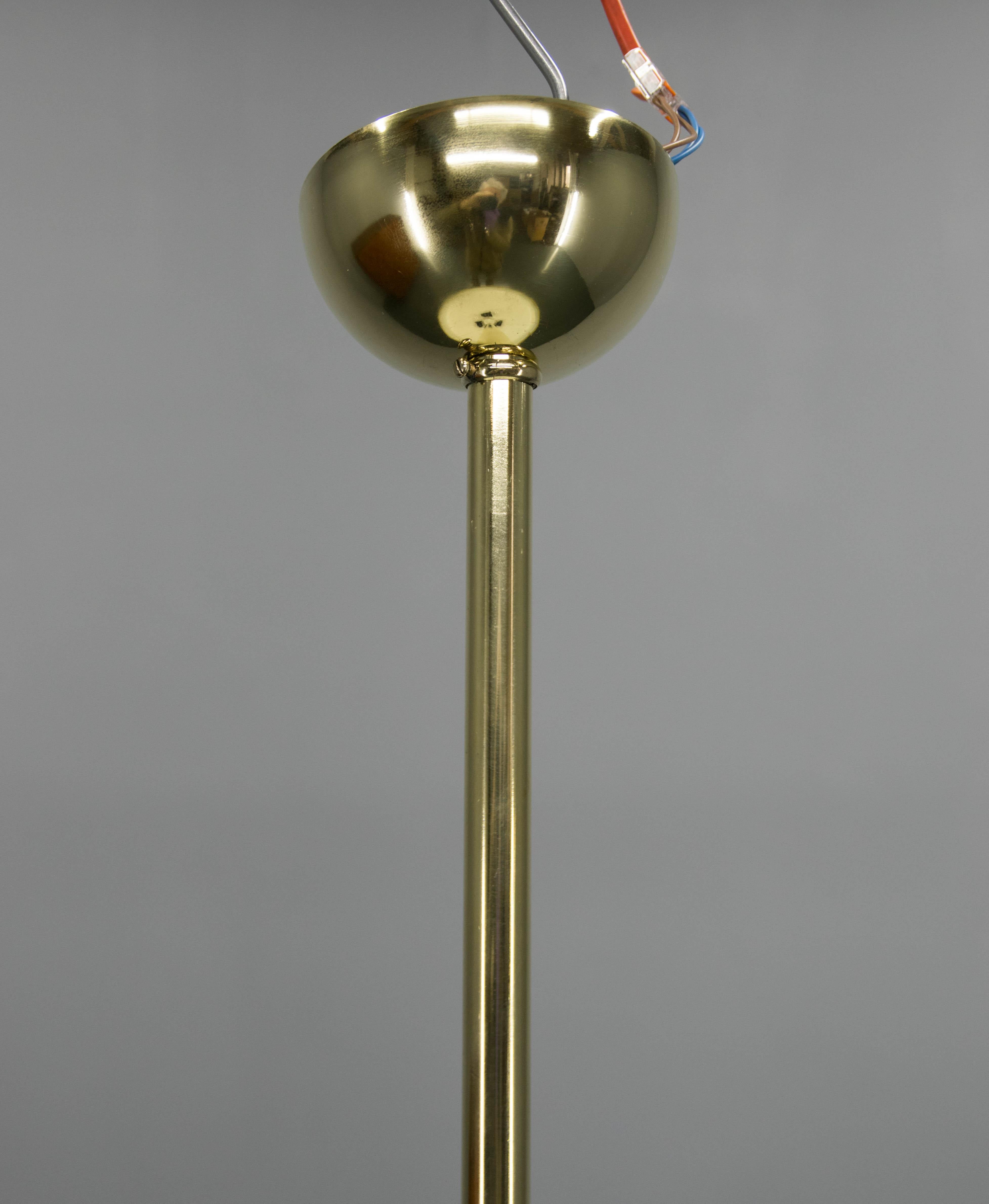 Bauhaus Brass Chandelier by Franta Anyz, 1930, Restored For Sale 4