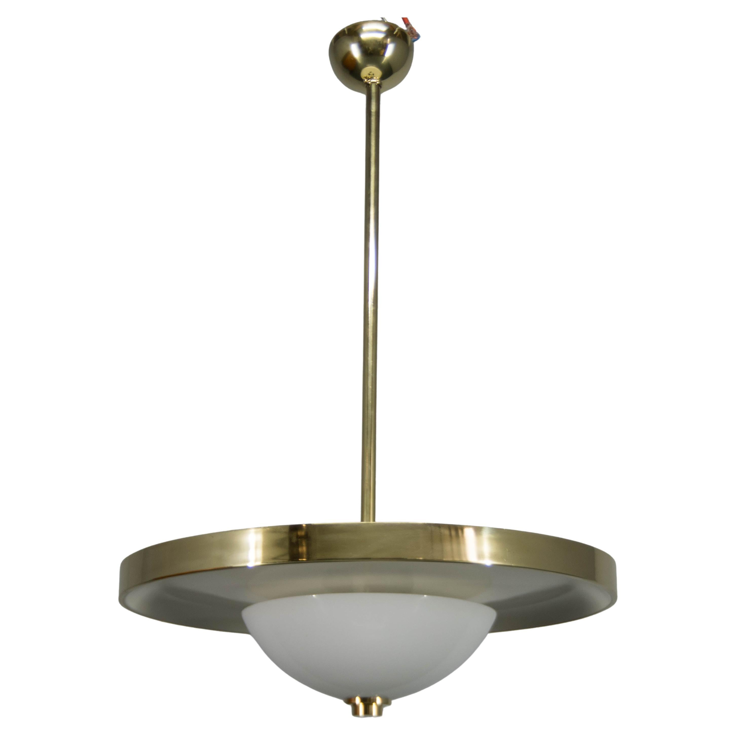 Bauhaus Brass Chandelier by Franta Anyz, 1930, Restored