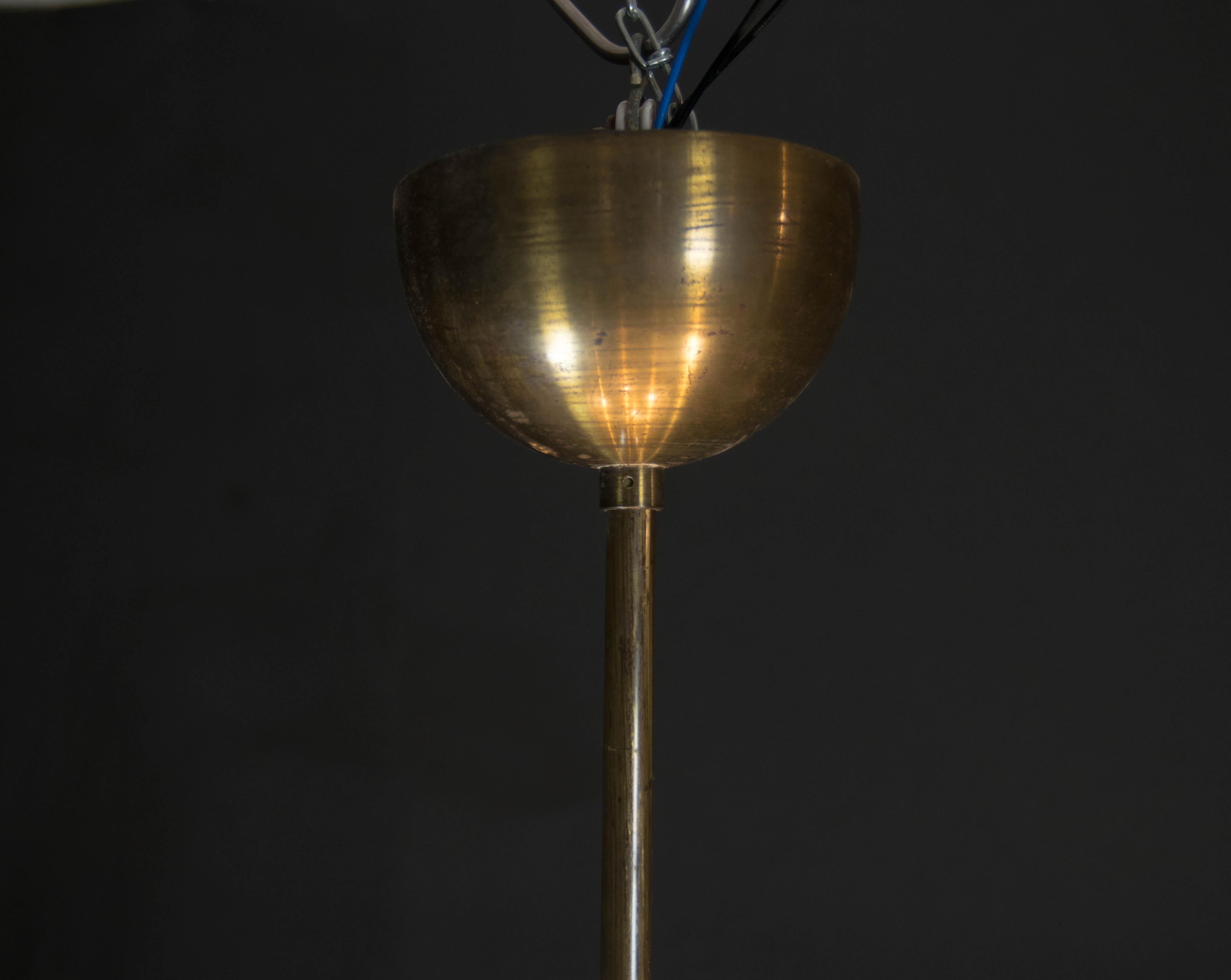 Bauhaus Brass Chandelier with Indirect Light, 1930s 3