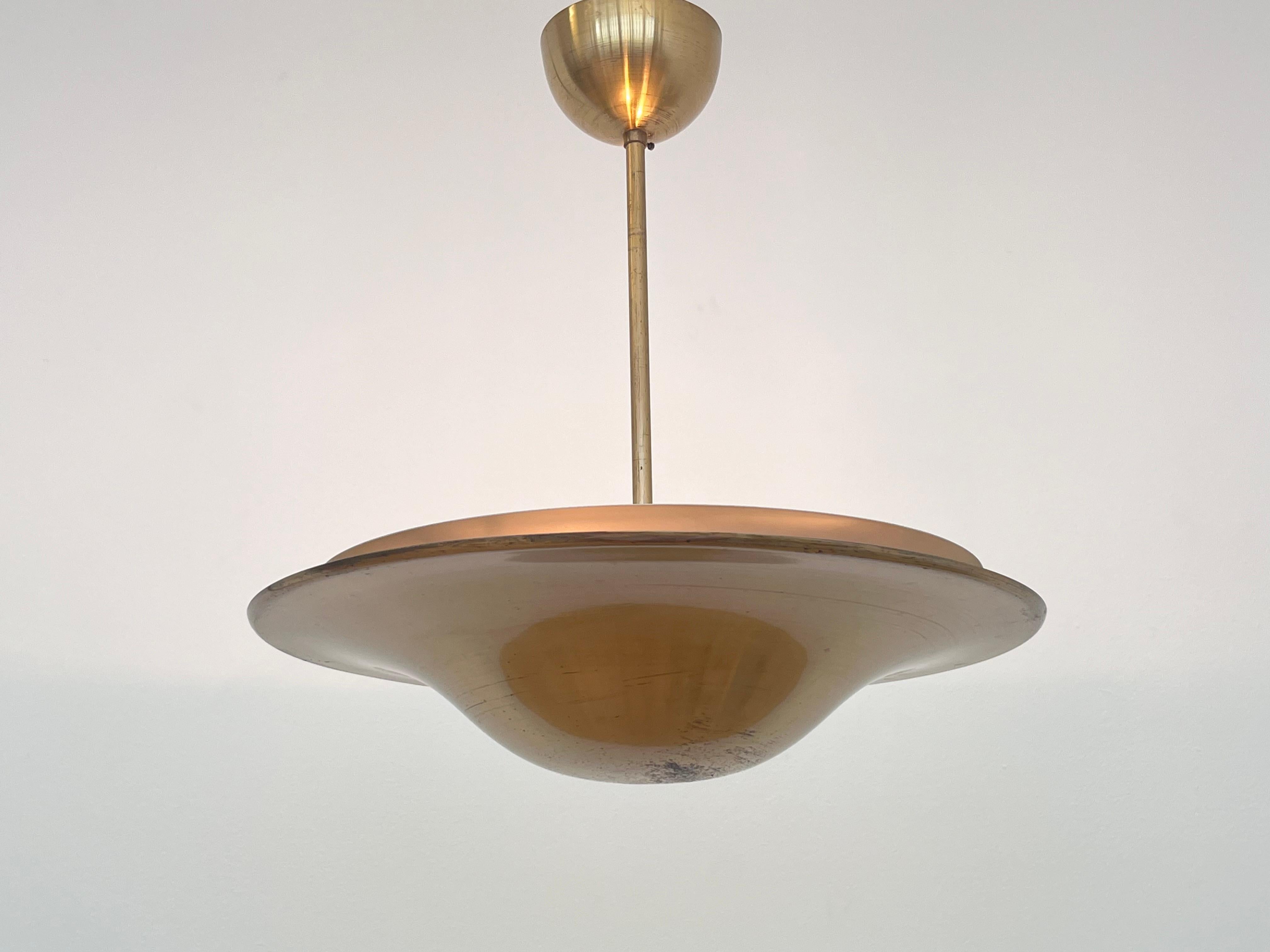 Ceco Lampadario in ottone Bauhaus a luce indiretta, anni '30 in vendita