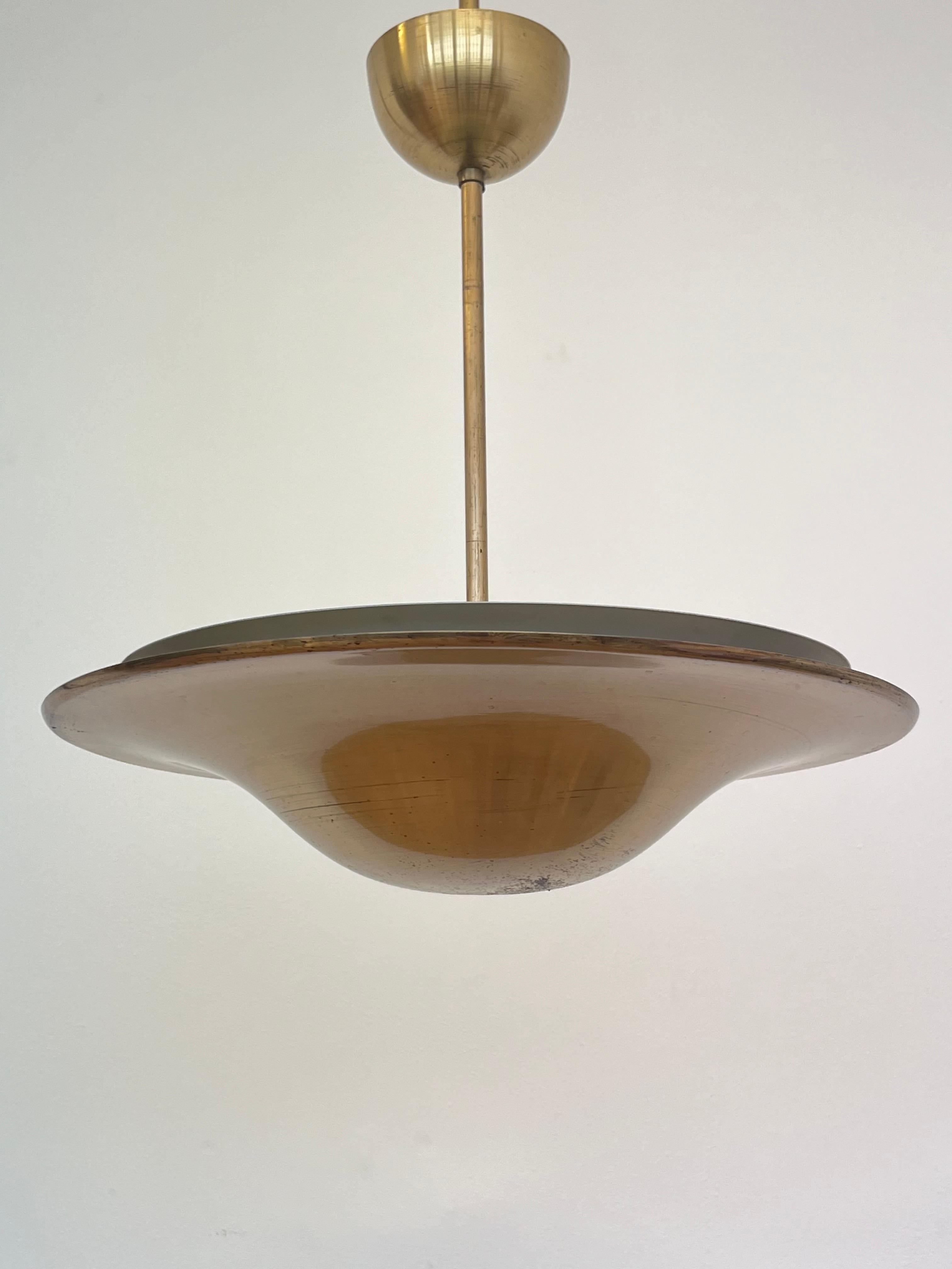 Lampadario in ottone Bauhaus a luce indiretta, anni '30 in vendita 1