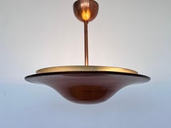 Colgante de latón Bauhaus con luz indirecta, años 30 - Checoslovaquia