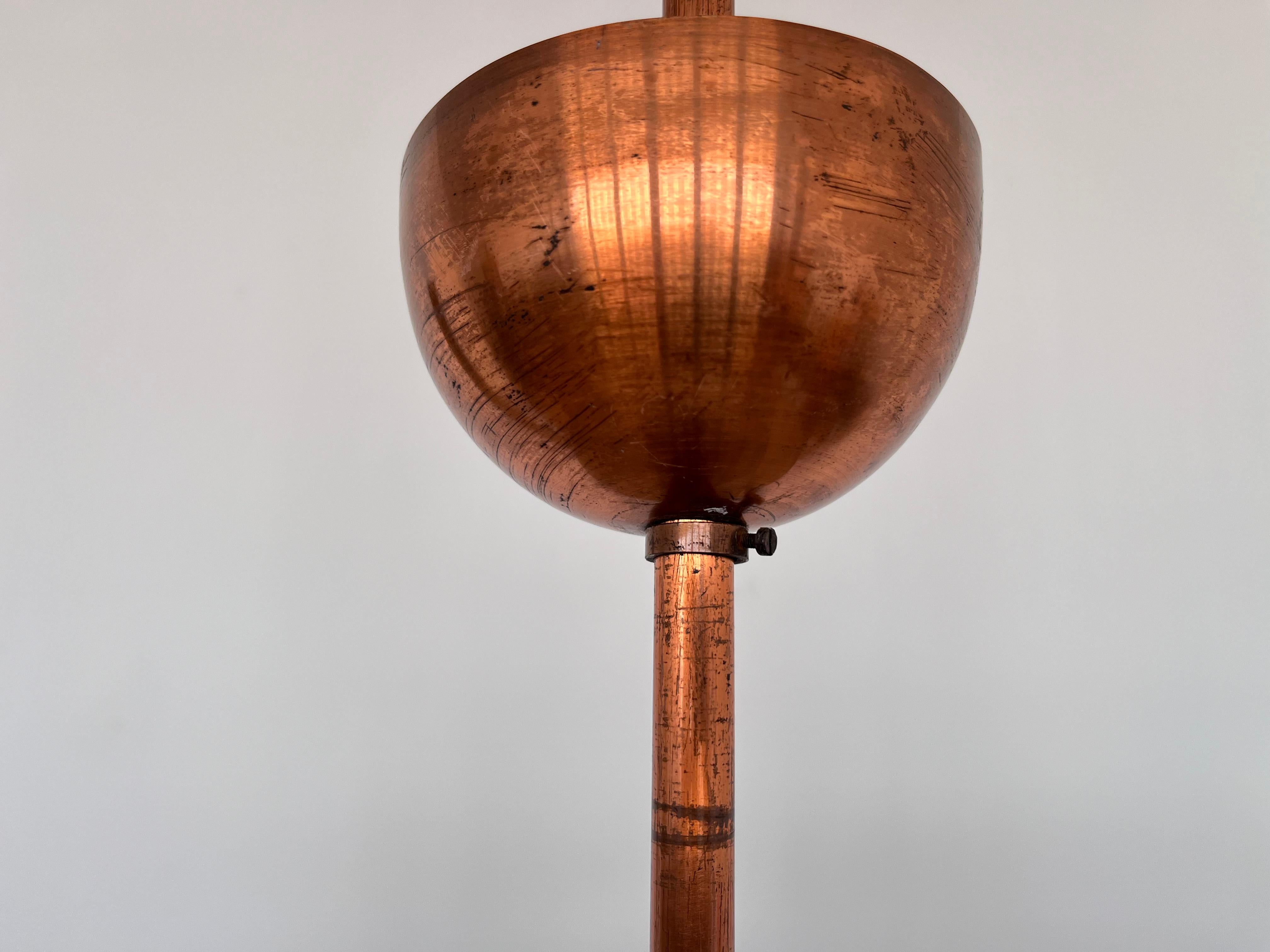 Colgante de latón Bauhaus con luz indirecta, años 30 - Checoslovaquia en venta 3