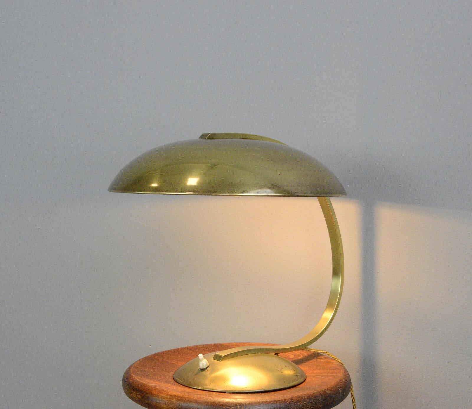 German Bauhaus Brass Table Lamp by Hillebrand, circa 1930s