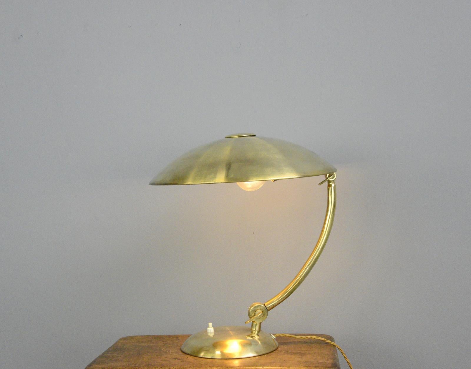 Bauhaus Brass Table Lamp by Hillebrand, circa 1930s In Good Condition In Gloucester, GB