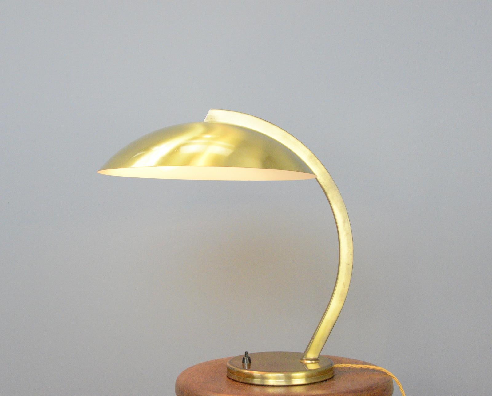 German Bauhaus Brass Table Lamp by Hillebrand, Circa 1950s