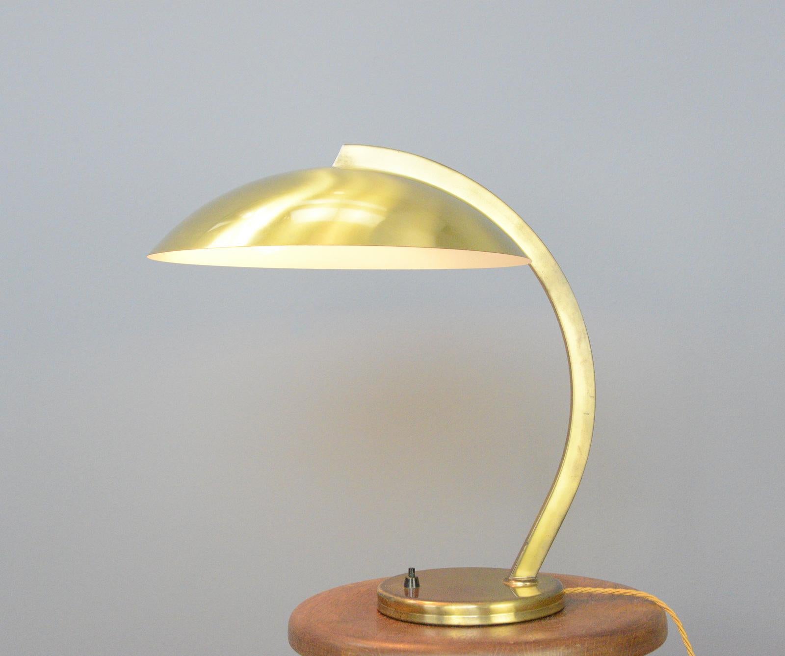 Bauhaus Brass Table Lamp by Hillebrand, Circa 1950s In Good Condition In Gloucester, GB