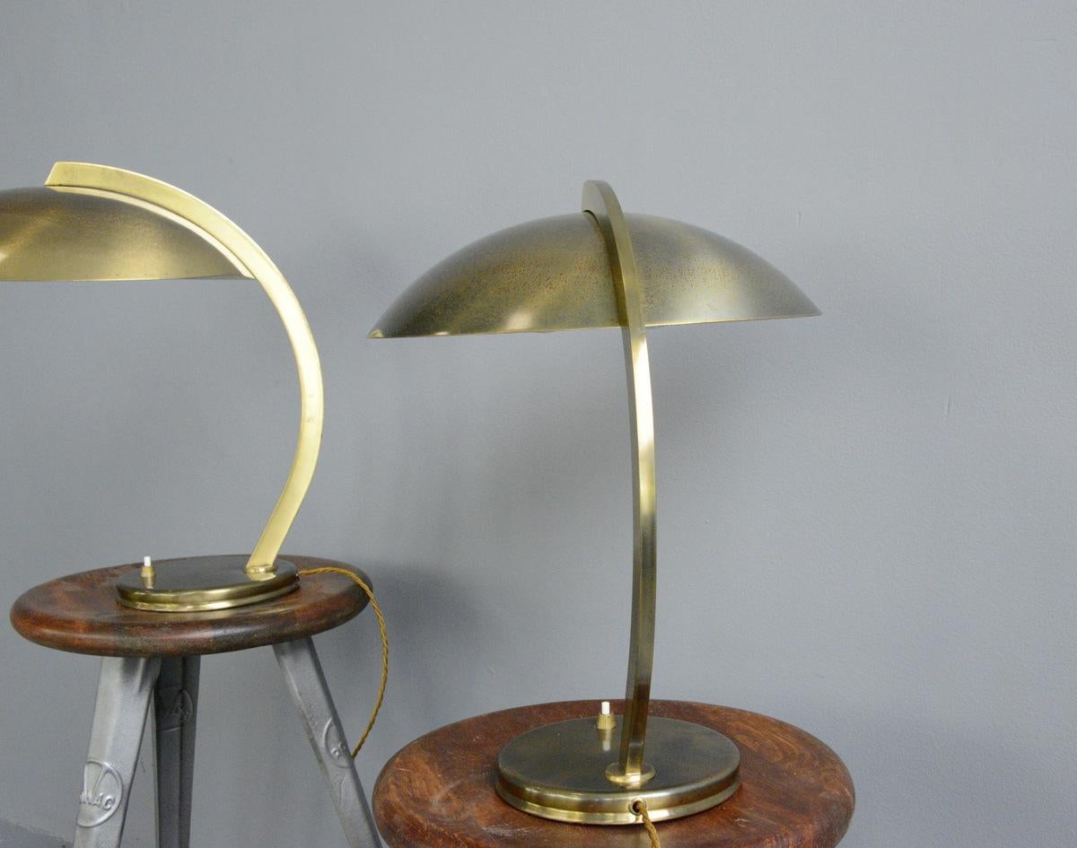 Mid-20th Century Bauhaus Brass Table Lamps by Hillebrand, circa 1930s