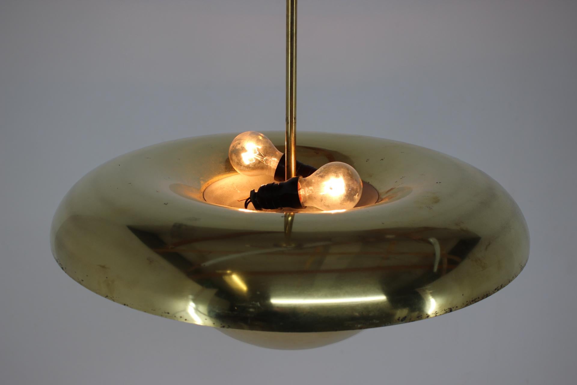 Mid-20th Century Bauhaus Brass UFO Pendant, 1930s / Czechoslovakia, Functionalism