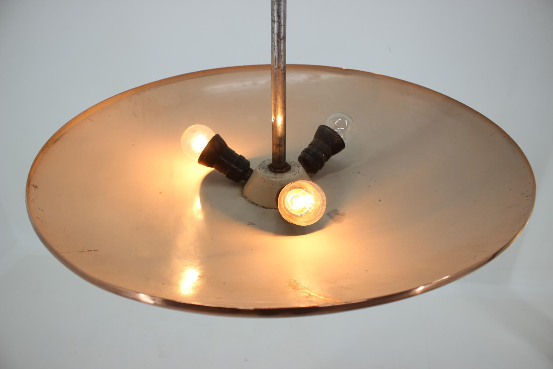 Bauhaus Brass UFO Pendant, 1930s / Czechoslovakia, Functionalism 1