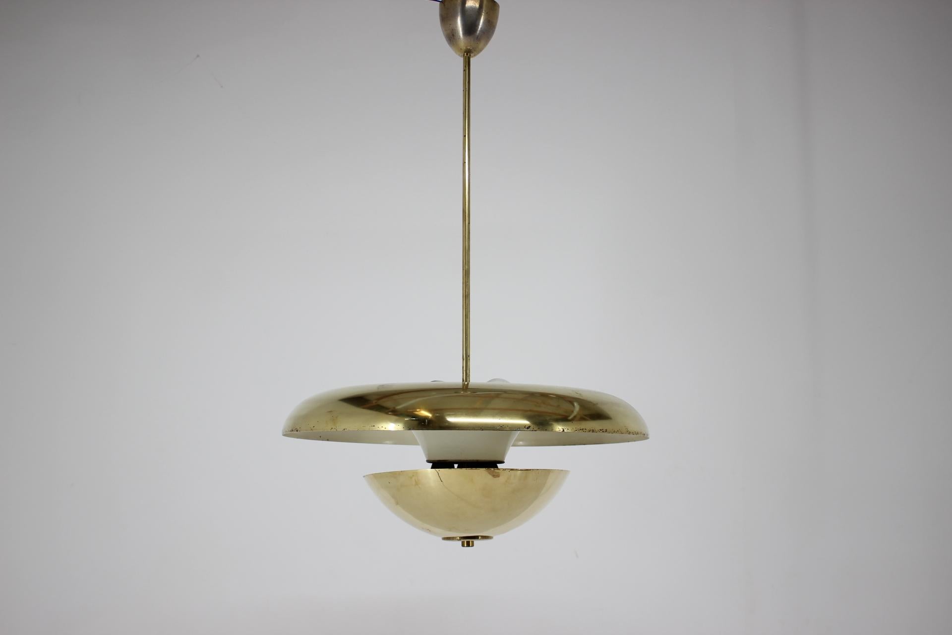 Bauhaus Brass UFO Pendant, 1930s / Czechoslovakia, Functionalism 4