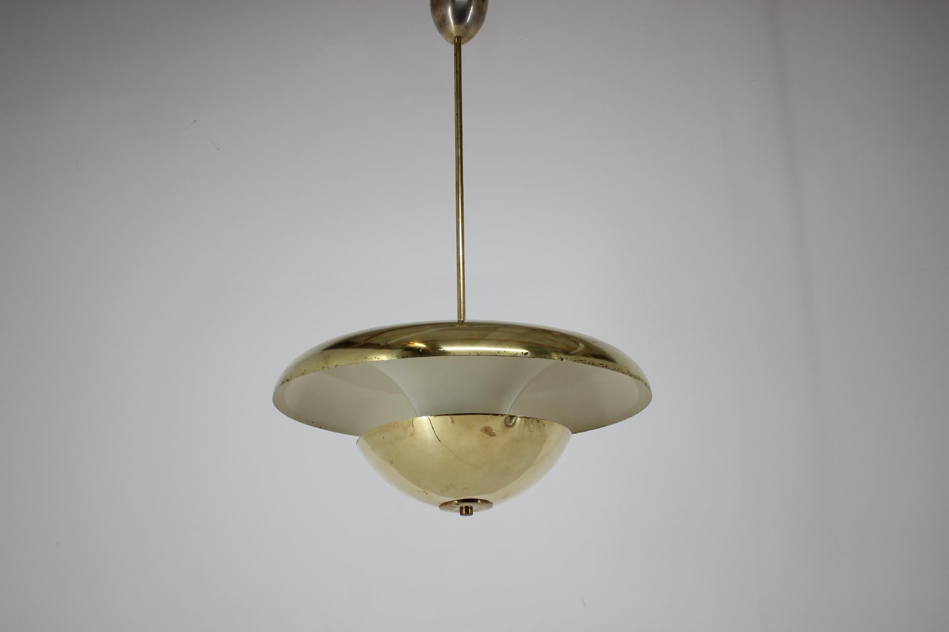 Bauhaus Brass UFO Pendant, 1930s / Czechoslovakia, Functionalism 5