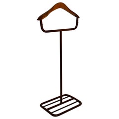 Bauhaus Brown Vintage Tube Steel Beech Valet Coat Rack, circa 1930, Germany