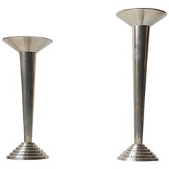 Bauhaus Candlesticks in Steel, Germany, 1930s