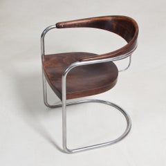 Bauhaus Cantilever Armchair by Luckhardt Brothers, Chromed Metal, Stained Wood