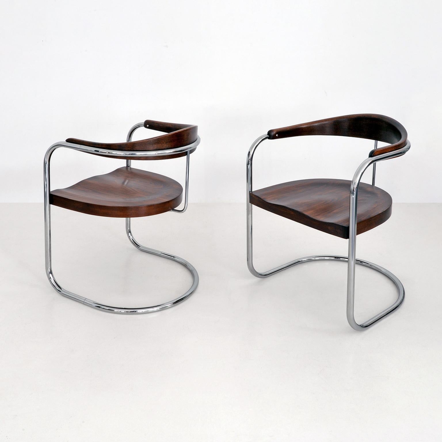 Sillón Basculante Bauhaus de Luckhardt Brothers, Metal Cromado, Madera Teñida en Bueno estado para la venta en Berlin, DE