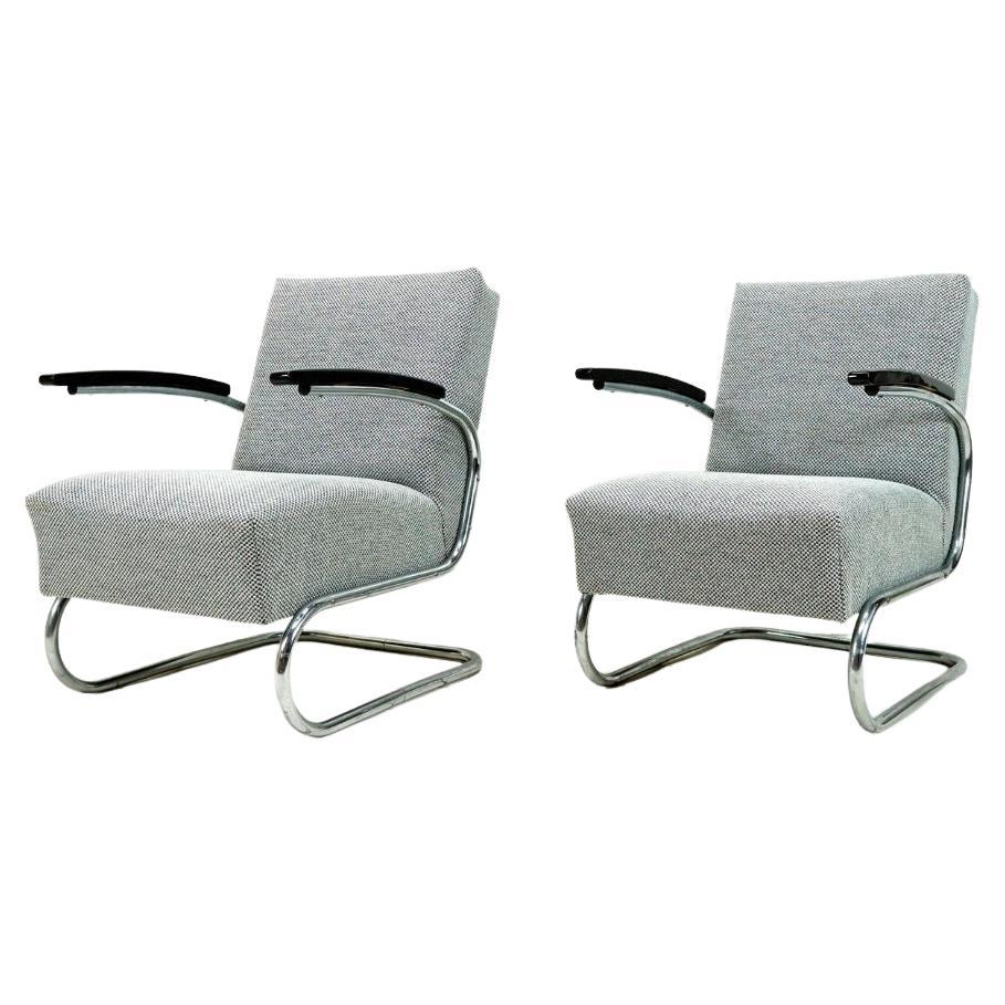Ensemble de 2 fauteuils cantilever Bauhaus de Thonet Muecke Melder en vente