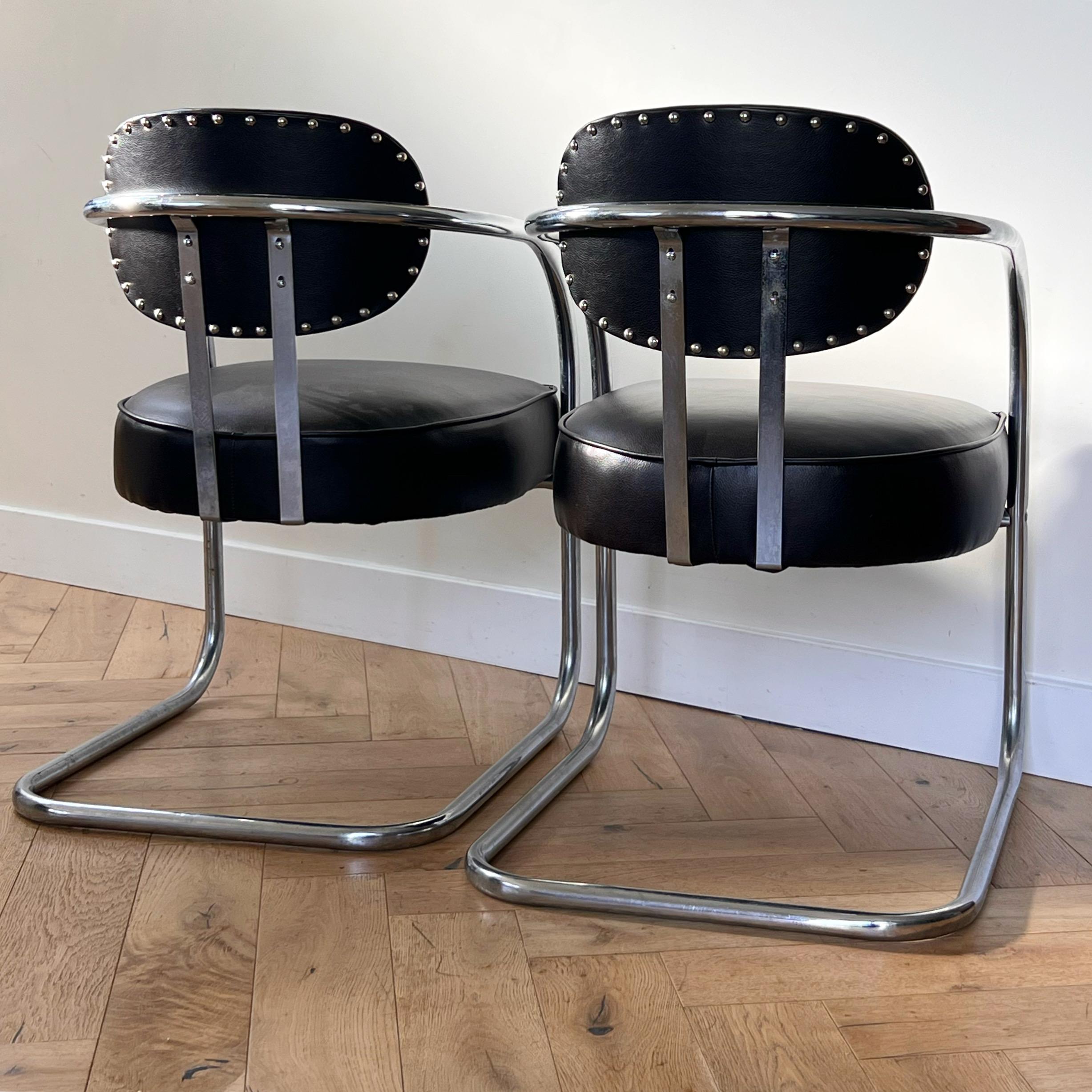Bauhaus Cantilever Armchairs by Kem Weber for Chromecraft, 1950s 4