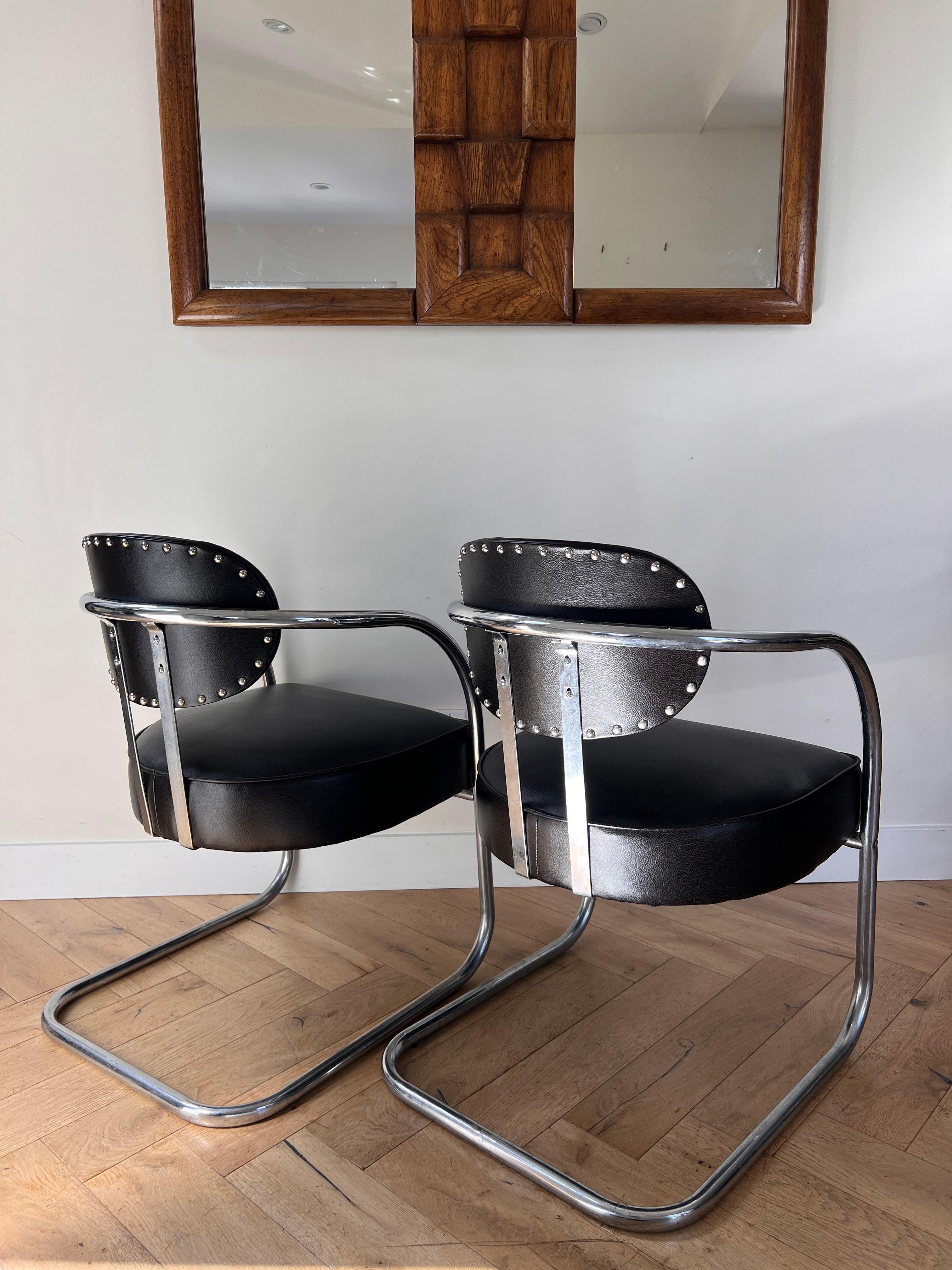 Bauhaus Cantilever Armchairs by Kem Weber for Chromecraft, 1950s 8