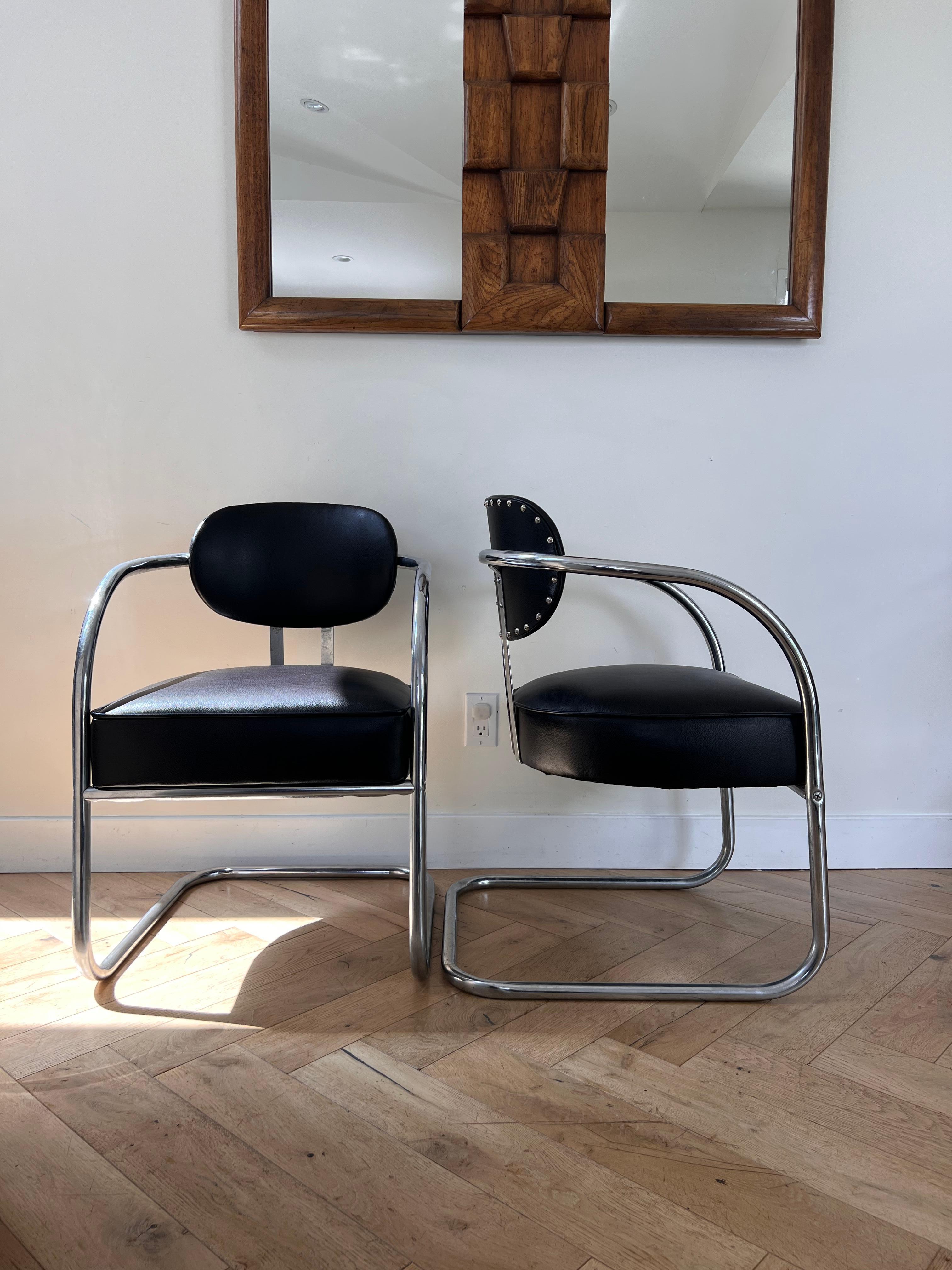 Bauhaus Cantilever Armchairs by Kem Weber for Chromecraft, 1950s 9