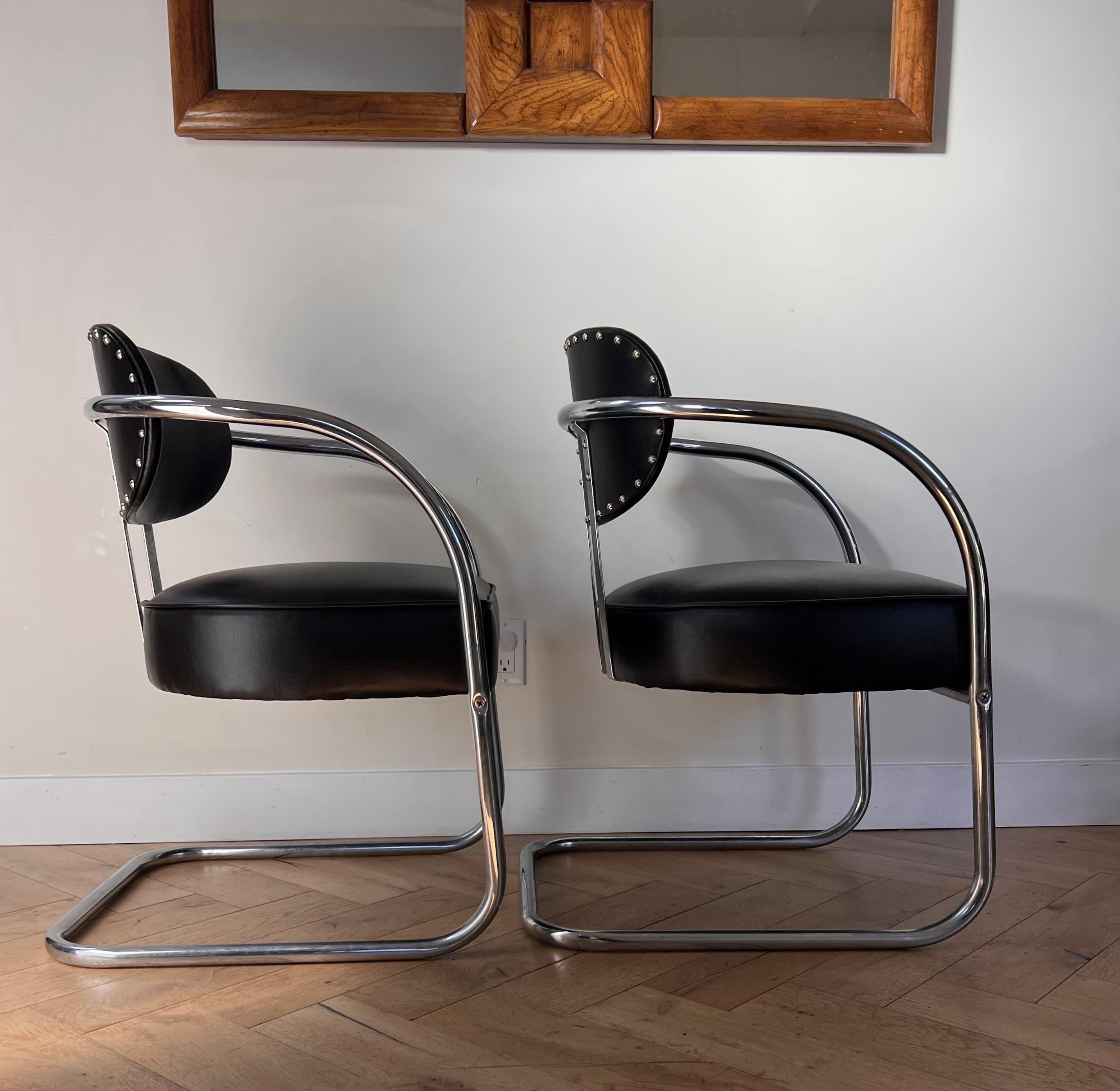 Bauhaus Cantilever Armchairs by Kem Weber for Chromecraft, 1950s 12