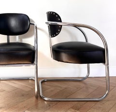 Sillones cantilever Bauhaus de Kem Weber para Chromecraft, años 50