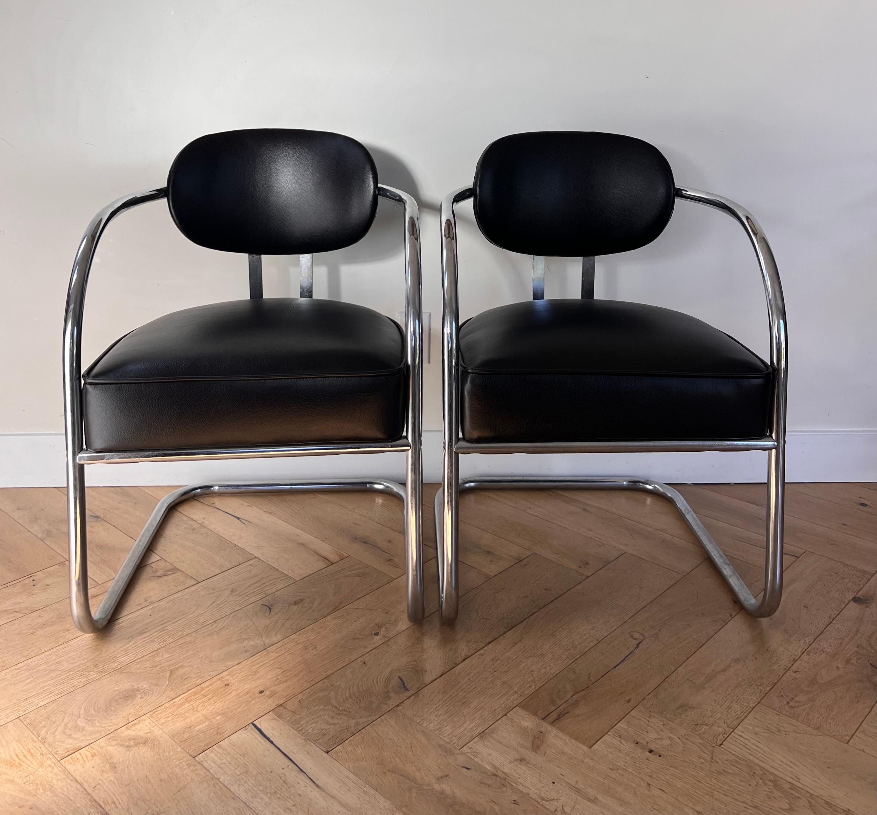 Bauhaus Cantilever Armchairs by Kem Weber for Chromecraft, 1950s In Good Condition In View Park, CA