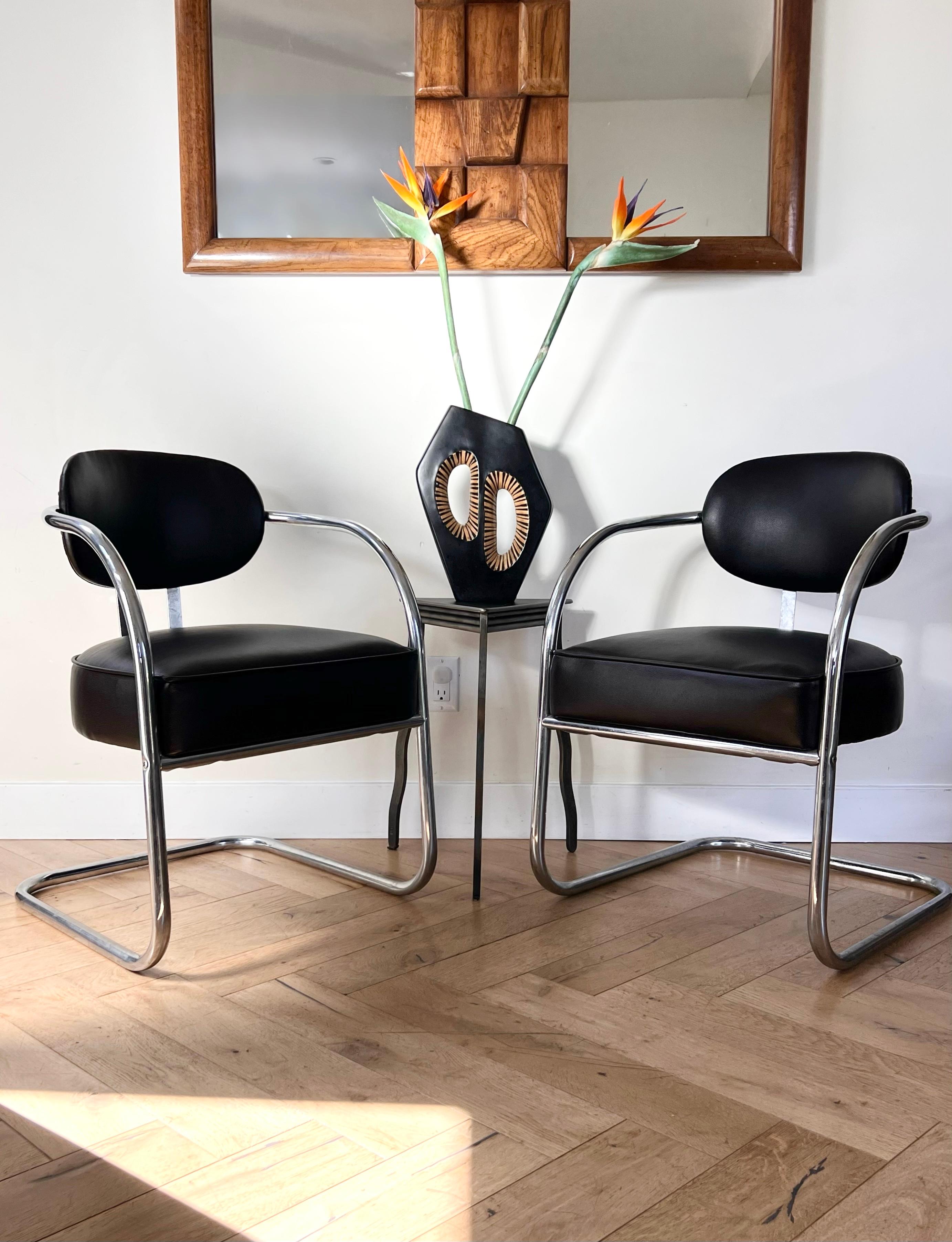 Bauhaus Cantilever Armchairs by Kem Weber for Chromecraft, 1950s 1