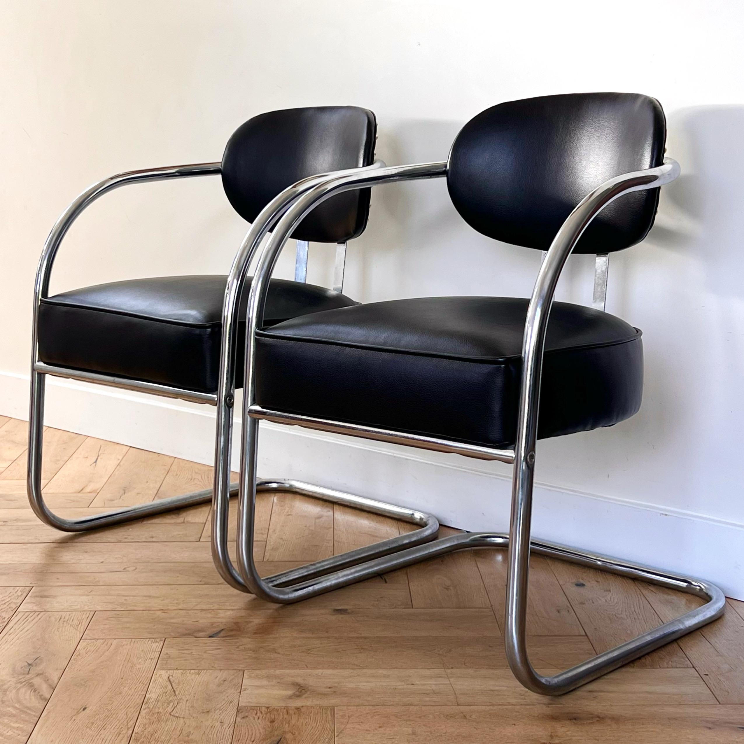 Bauhaus Cantilever Armchairs by Kem Weber for Chromecraft, 1950s 2