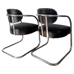 Fauteuils en porte-à-faux Bauhaus de Kem Weber pour Chromecraft, années 1950