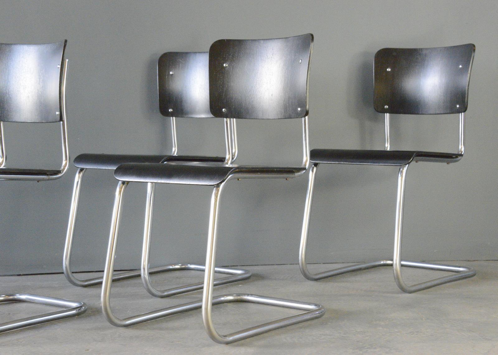 Acciaio Sedie a sbalzo Bauhaus di Pohlschröder, circa anni '30 in vendita
