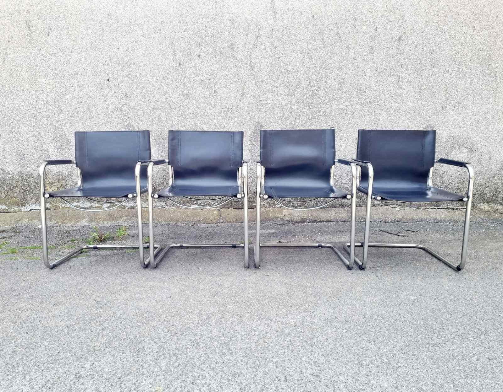 Freitragende MG5 Besucher-Lederstühle Bauhaus, Design Mart Stam, Italien 70er Jahre im Angebot 4