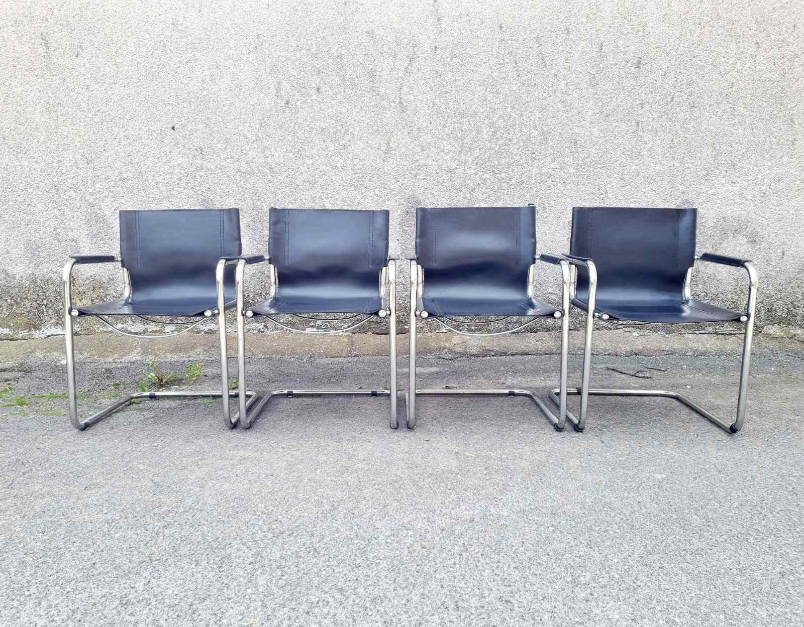 Bauhaus Cantilever MG5 Visitor Leather Chairs, Design Mart Stam, Italy 70s 3