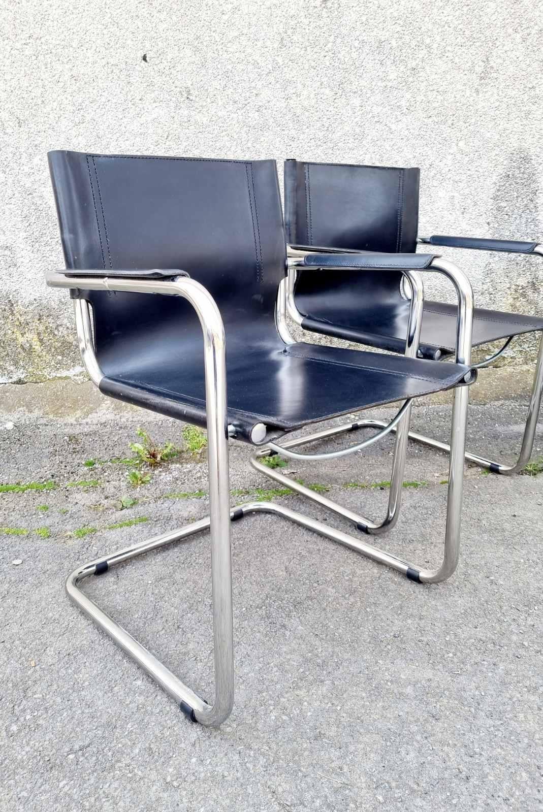 Bauhaus Cantilever MG5 Visitor Leather Chairs, Design Mart Stam, Italy 70s For Sale 3
